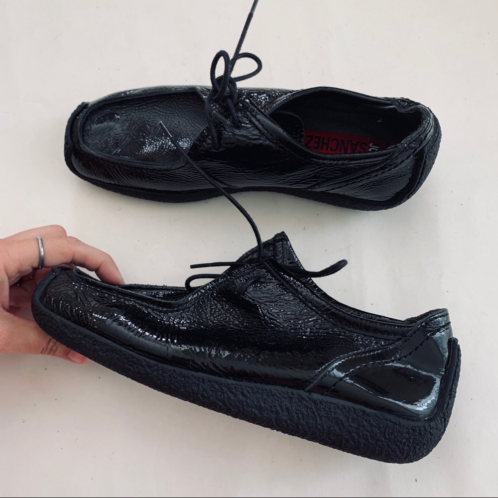 🆕JOE SANCHEZ black patent leather moccasin sz 7